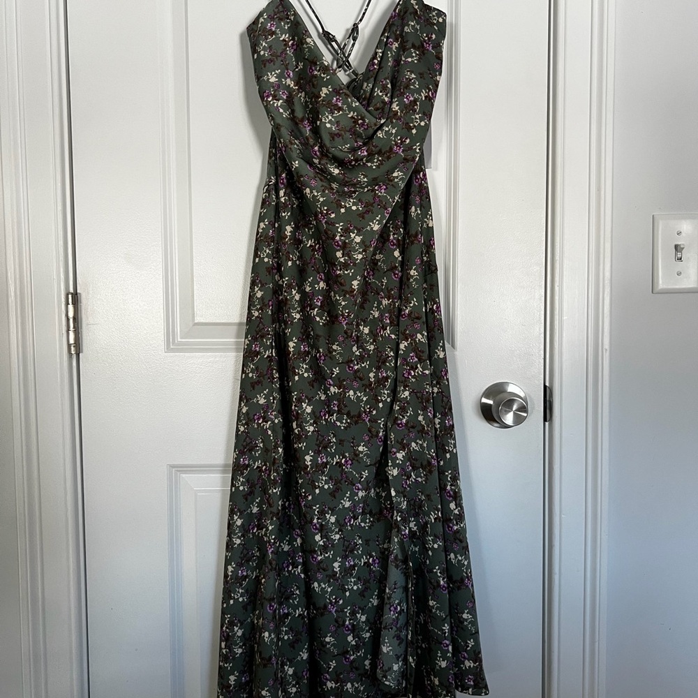 Astr Dark Green Floral Maxi Dress